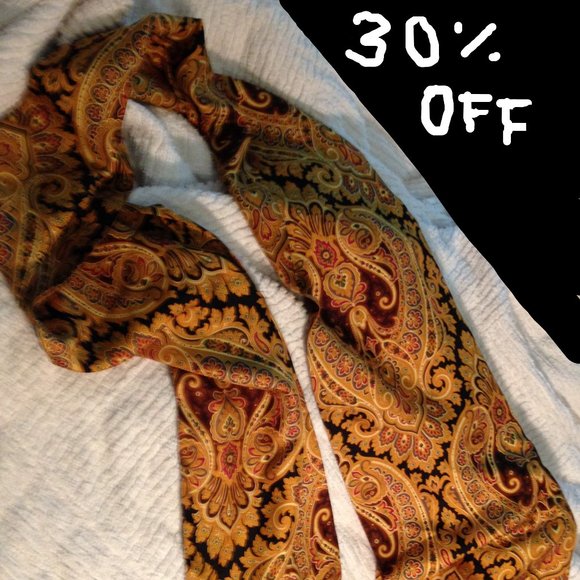 Paisley damask Italian Silk Scarf - Picture 2 of 9